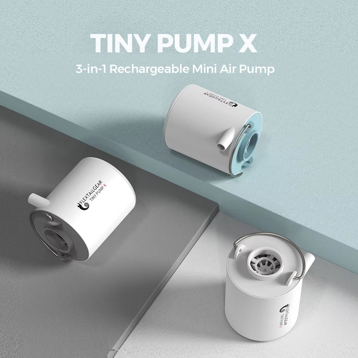 FLEXTAIL TINY PUMP X - Portable Camping Air Pump with 1300Mah Battery Rechargeable for Pool Floats Air Mattress Vacuum Bags