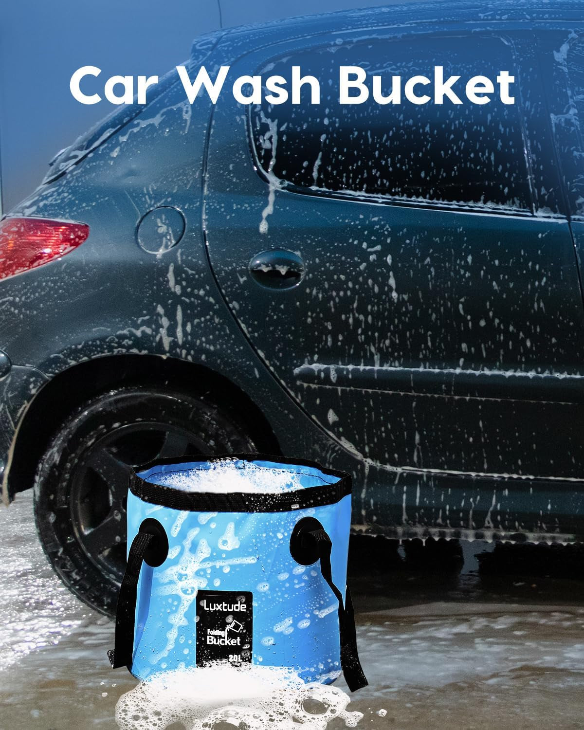 Collapsible Bucket with Handle, 5 Gallon(20L), Portable & Ultra Lightweight Outdoor Basin Bucket, Folding Bucket for Fishing, Camping, Hiking