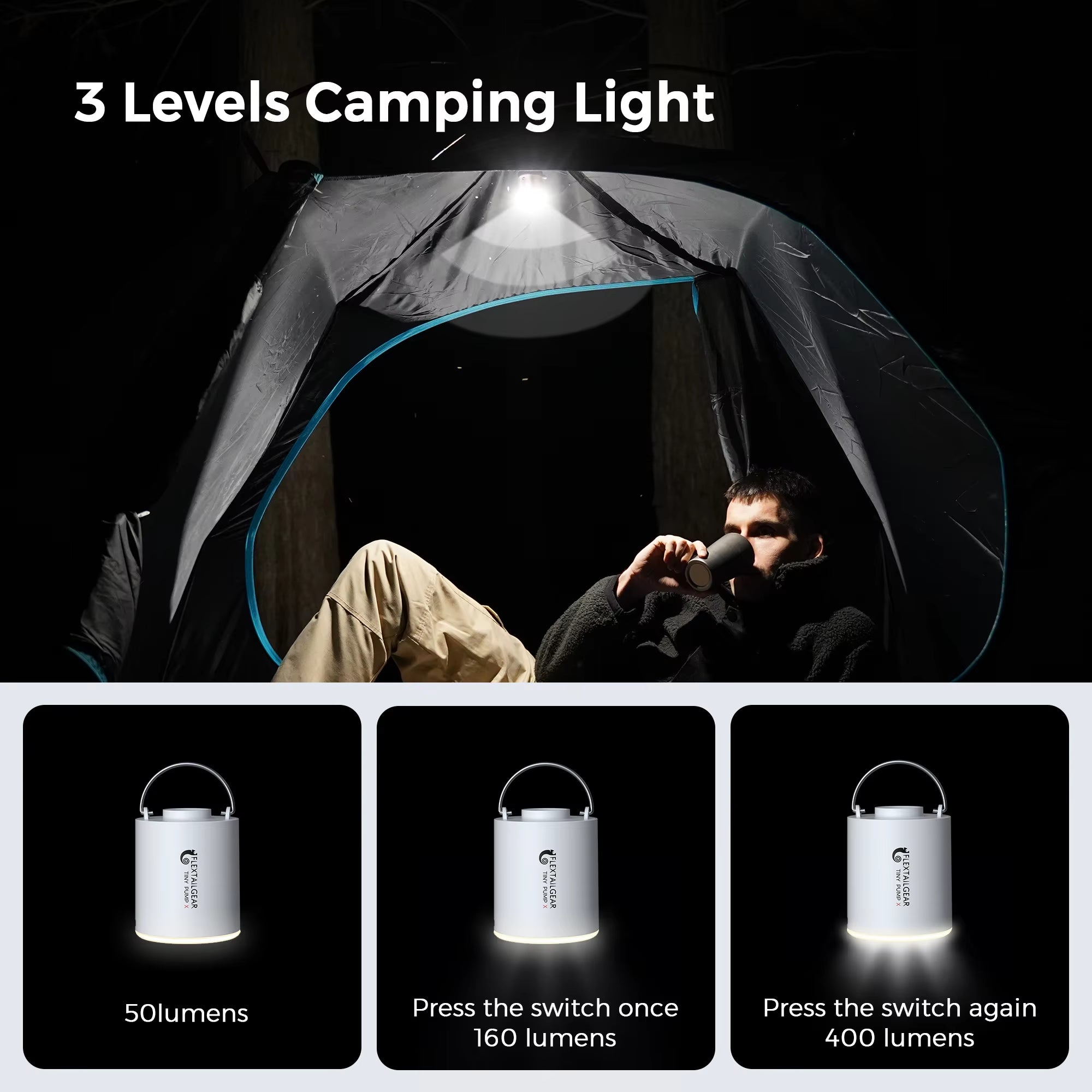 FLEXTAIL TINY PUMP X - Portable Camping Air Pump with 1300Mah Battery Rechargeable for Pool Floats Air Mattress Vacuum Bags