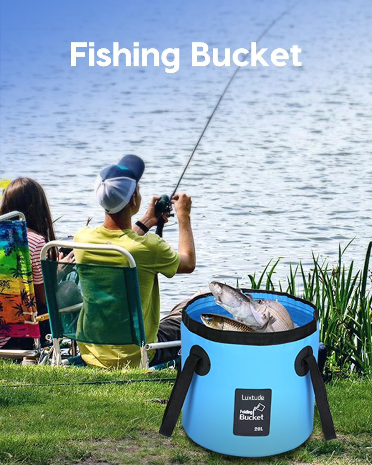 Collapsible Bucket with Handle, 5 Gallon(20L), Portable & Ultra Lightweight Outdoor Basin Bucket, Folding Bucket for Fishing, Camping, Hiking