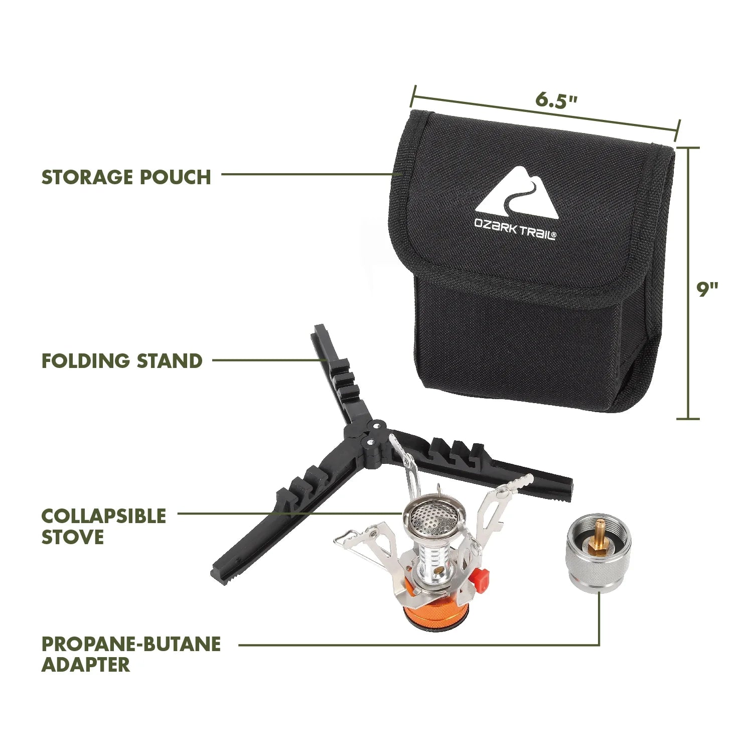 4 Piece Portable Camping Stove Adapter and Stand Set, Propane Compatible, All-In-One Kit