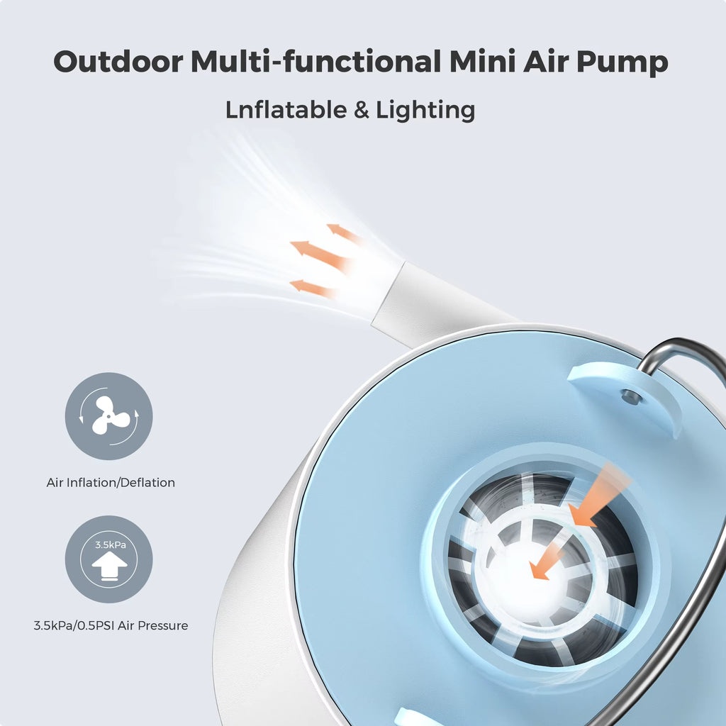 FLEXTAIL TINY PUMP X - Portable Camping Air Pump with 1300Mah Battery Rechargeable for Pool Floats Air Mattress Vacuum Bags