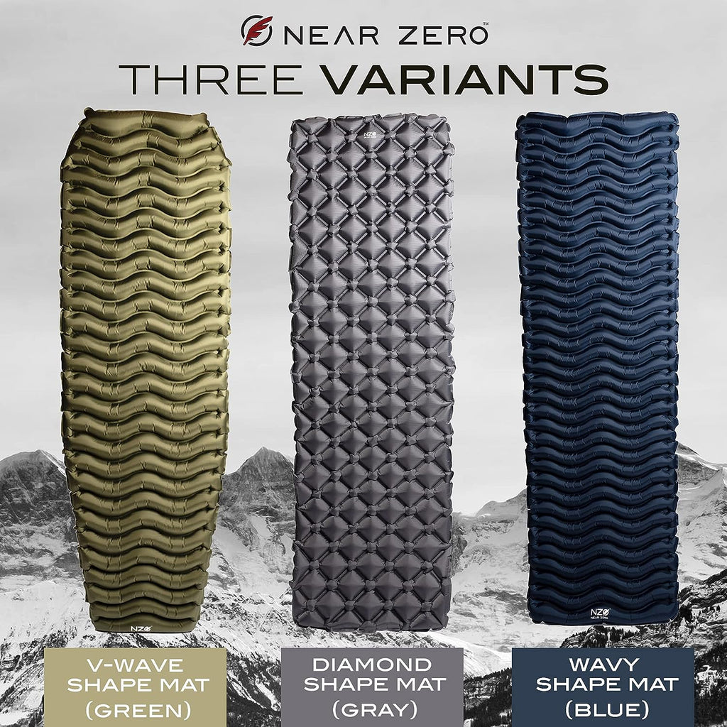 Ultralight Inflatable Sleeping Pad – Compact 14.5 Oz Air Pad 2" Thick, Quick Inflate with 11 Breaths, Durable Rip-Resistant Nylon – Ideal for Backpacking & Warm Weather, Green