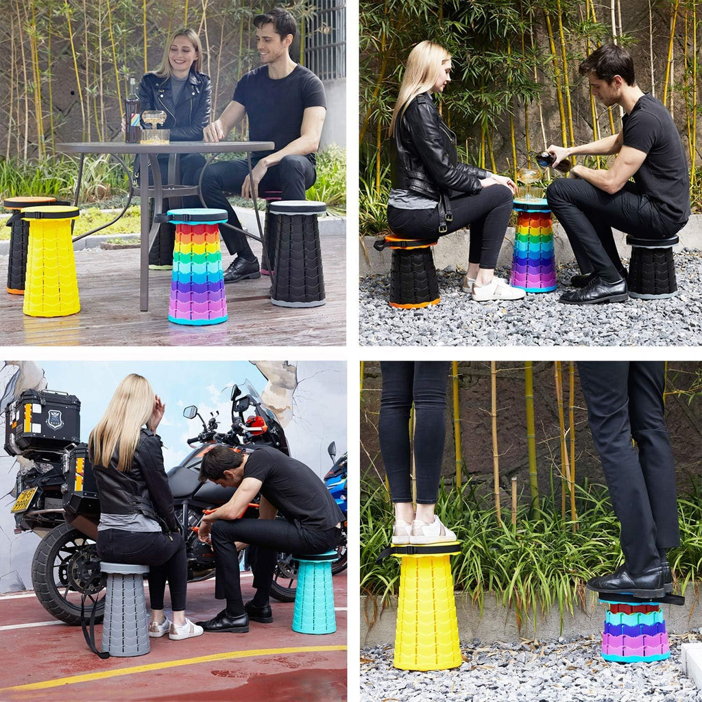 Portable Collapsible Stool Folding Retractable Stool Adjustable Telescoping Stool for Camping, Shopping, Hiking, Fishing, Picnic and More(Upgraded)