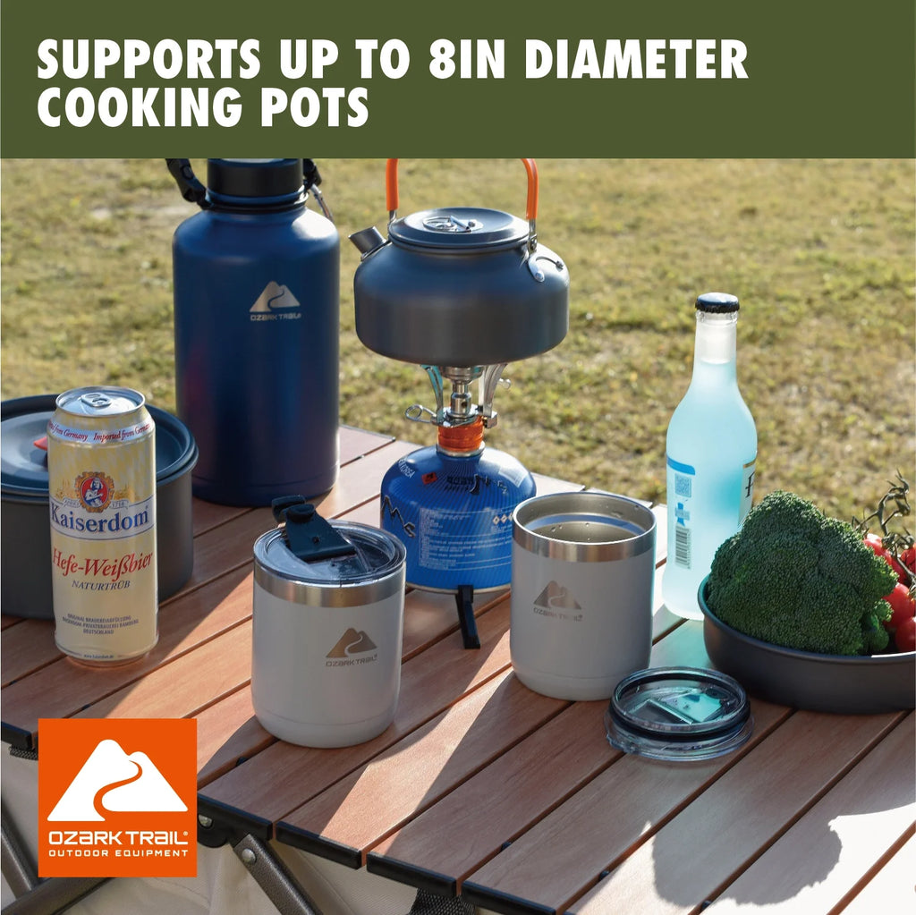 4 Piece Portable Camping Stove Adapter and Stand Set, Propane Compatible, All-In-One Kit