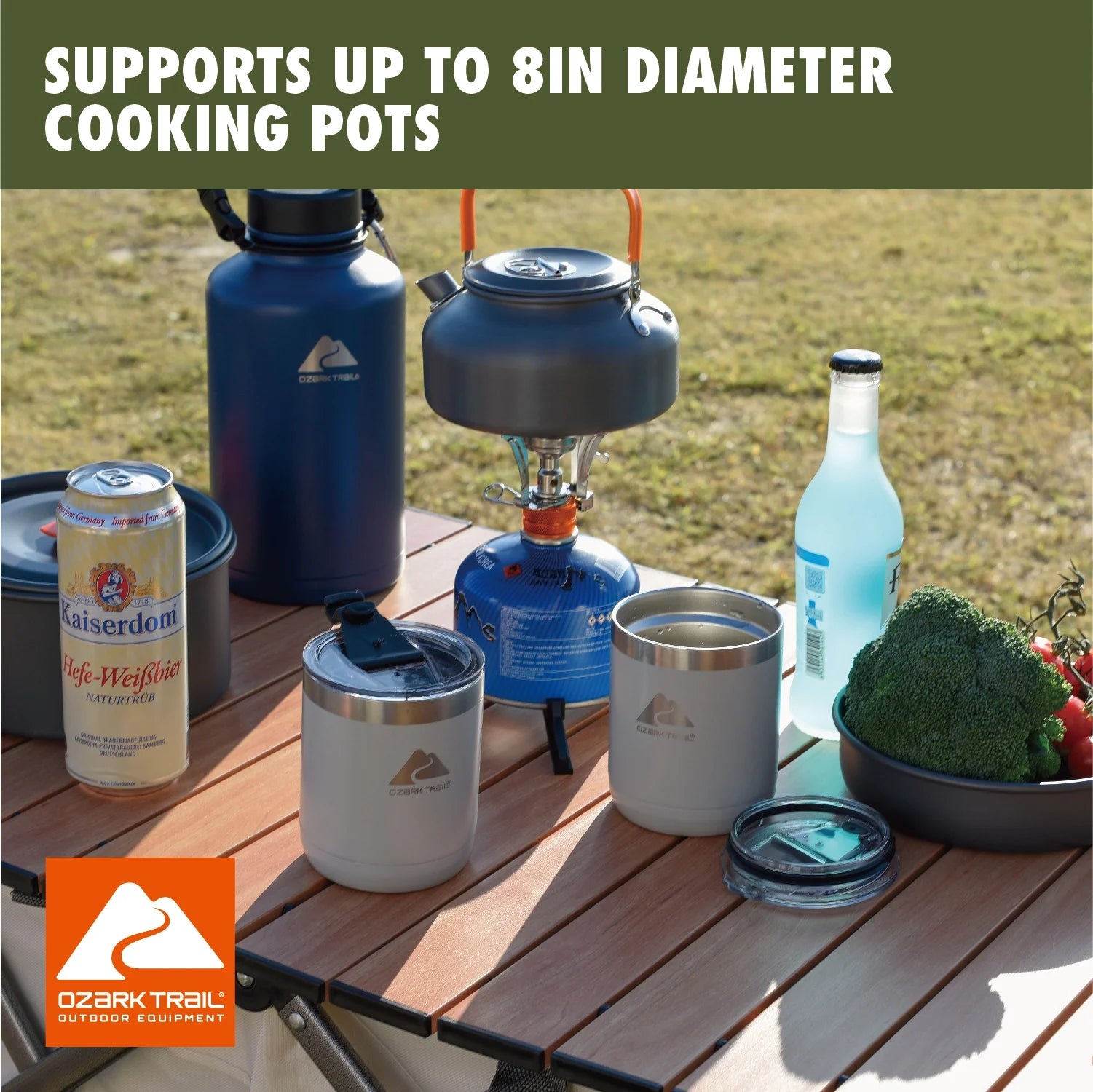 4 Piece Portable Camping Stove Adapter and Stand Set, Propane Compatible, All-In-One Kit